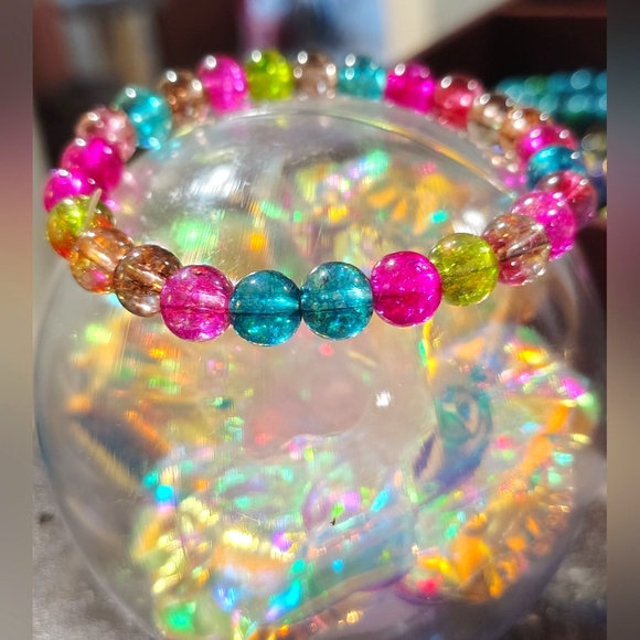 Natural Colorful/Rainbow Tourmaline 8mm Beaded Bracelet (New, never worn) - Picture 6 of 8